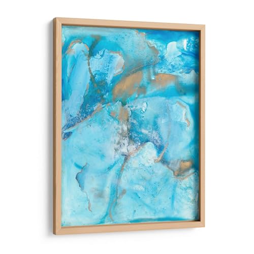 Canvas Lab | Aquarium II by Joyce Combs | 11 x 15 in | Fine Art Framed Print, Frame Color: Natural | Abstract, Nature, Watercolor, Modern, Soft Ethereal and Fluid Abstract - color: Frame Color: Natural, Aquarium II, size: 15.8"L x 11.8"W