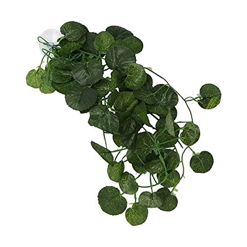 Tall Fish Tank Plant for Reptiles,Leopard Gecko Tank Plants Reptile for Terrarium, Silk Aquarium Plants for Betta Fish (Green Shell)