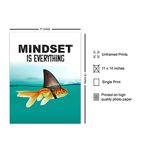 Motivational Wall Art Posters for Home, Office - Mindset is Everything - LARGE 11X14 - Inspirational Gifts for Men, Students - Entrepreneur Wall Art Decor - Uplifting Self-Improvement Positive Quotes - size: 11"L x 14"W, style: Unframed