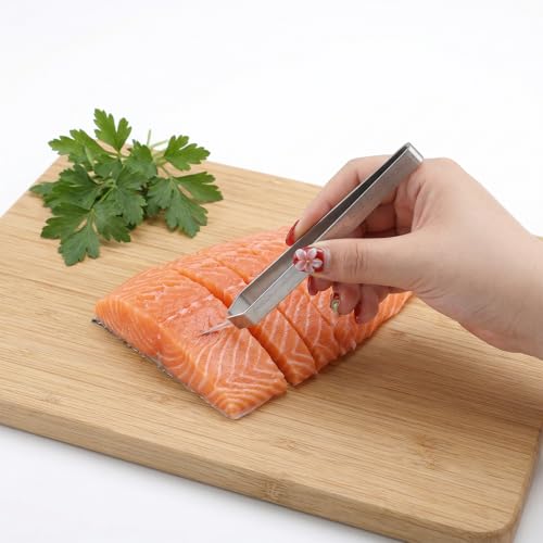 2pcs Stainless Steel Pin Bones Tweezer Fish Bone Pliers Tweezers Fish Bone Tweezers Aquarium Tweezer and Pliers Kitchen Cooking Deboning Tool Kit for Salmon Trout All Fishes