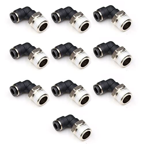 CEKER 1/4 Tubing Od x 1/8" Npt Male Thread Elbow 90 Degree Push to Connect Fittings Air Fittings Pneumatic Quick Connect Fitting Airlines Push In Connectors Tube Fittings 2Packs - size: 1/4" OD X 1/8" MNPT