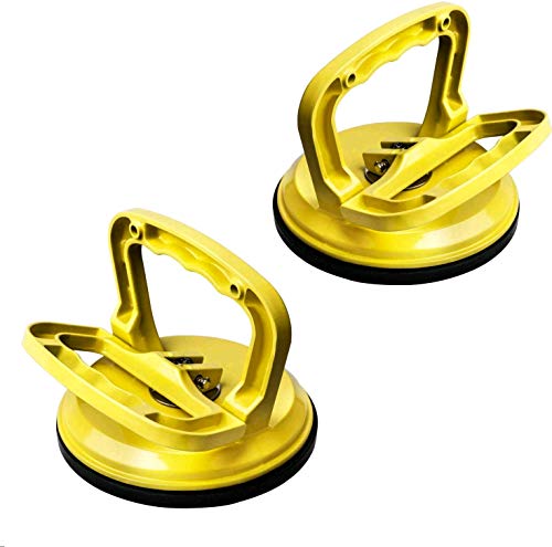 FCHO Glass Suction Cup Heavy Duty Aluminum Vacuum Plate Puller Handle Holder Hooks Duty Galss Lifting/Tile Suction Cup Lifter/Moving Glass/Pad for Lifting (Yellow, 2Pack) - color: Yelow