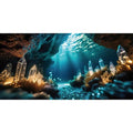 AWERT 36x18 inches Fantasy Garden Aquarium Background Under The Sea Background Sunshine Underwater Bubble Coral Rock Crystal Climbing Pet Background Decoration - size: 36x18in/90x45cm