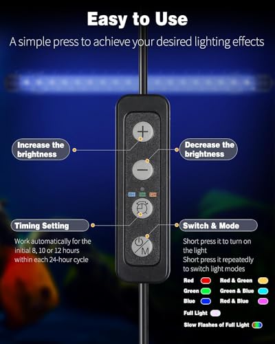 Pawfly 4.2 W Aquarium LED Light 15.2 Inch Underwater Fish Tank Light with Timer Auto On/Off Fish Tank Background Lights with 8 Lighting Modes Submersible Multi-Colored Tube Lights for Decoration - color: PRO (Timing Function), size: 15 Inch