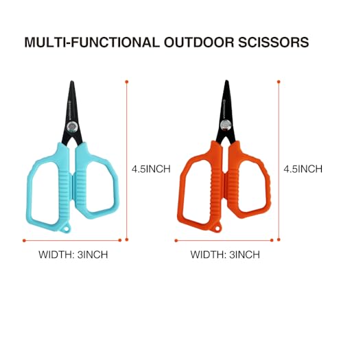 BasicGear Fishing Multi-Tool Scissors – Titanium-Coated, Stainless Steel, Multi-Tool Cutter with Hook Adjuster, Screwdriver, Bottle Opener, Sheath & Non-Slip Grip for Saltwater or Freshwater Use - color: 2pcs - 420 Stainless Steel