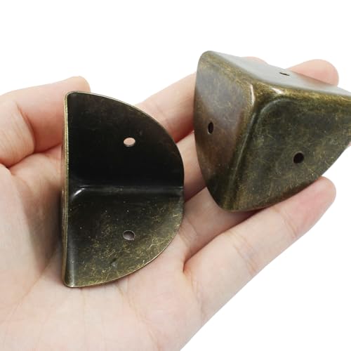 12 Pcs Metal Corner Protectors Antique Bronze Edge Guard Furniture Edge Corner Cover Angle Corner Brackets with Mounting Screws for Box Table Cabinet(1.6"x1.6"x1.6") - size: Antique Bronze,1.6 inch,12pcs