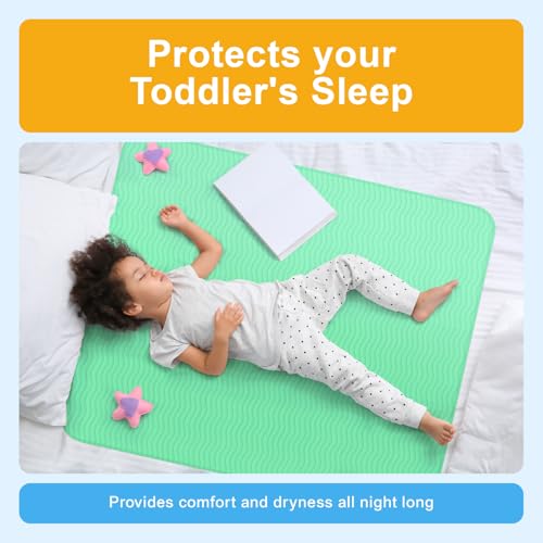 GREEN LIFESTYLE® Washable Underpads - Heavy Absorbency Reusable Bedwetting Incontinence Pads for Kids, Adults, Elderly, and Pets - Toddler Mattress Pads for Bed, Sofa, Floor (Pack of 1 - 34x52) - color: Blue/Green, size: 1 Pack - 34x52