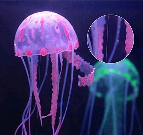 Lpraer 6 Pack Glow Jellyfish Floating Fish Tank Decorations Glowing Effect Silicone Simulation Jellyfish Ornament Aquarium Decorations (6 Colors) - color: 6 Colors Jellyfish