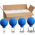 4 Pieces Glass Cupping Set Glass Silicone Cupping Cups Massage Vacuum Suction Cupping Cups for Body Face Leg Arm Back Shoulder Muscle and Joint Pain (Blue) - color: Blue