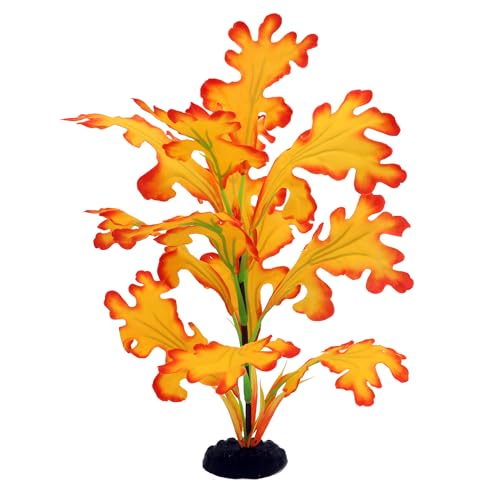 2-Pack 12 Inch Aquarium Silk Aquarium Plants, Artificial Plastic Plant for Small Tank, Goldfish, Fish Hides (Yellow, 12 Inch) - color: Yellow
