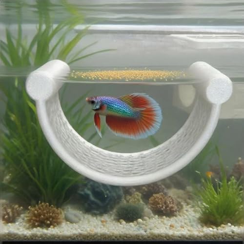 White Betta Fish Hammock – Minimalist Floating Rest Platform for Shrimp, Nano Fish, and Bettas – Clean Aquarium Perch Ledge, Aquascape Decor for Low Flow Tanks, Floating Bed for Small Fish - color: B: White
