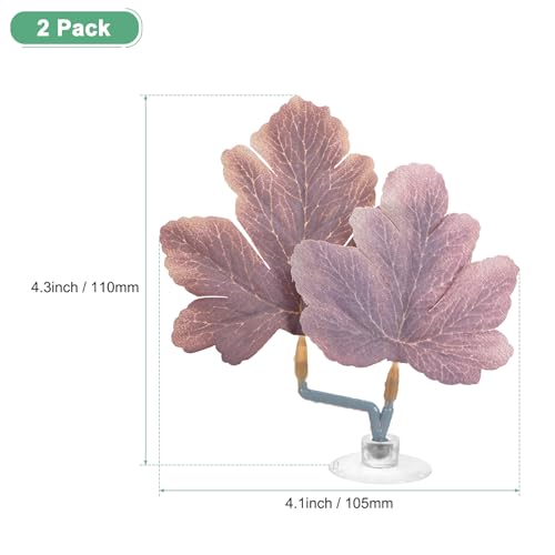 M METERXITY 2-Pack Betta Fish Leaf Pad, Hammock Plant Leaf Pad, Realistic Resting Fish Rest Bed for Fish Tank Decorations/Aquarium Accessories/Spawning Grounds [Purple, Grape Leaves-Shaped] - color: Purple