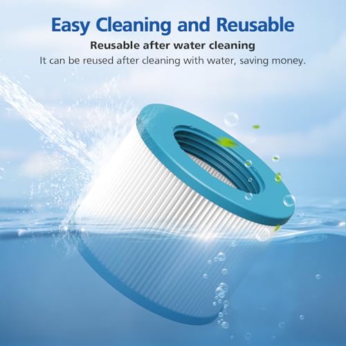 LINNIW Spa Hot Tub Filter Replacement: Compatible with All RELXTIME ALEKO Wejoy Co-z Spa Wave Spas CleverSpa Inflatable Hot Tubs Pool High-Efficiency Screw-in Filters(4 Filters + 4 Filter Covers)