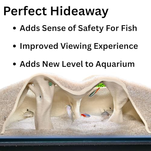 Aquarium Underground Cave Natural Mangrove Tree | Viewing Fish Under Gravel Tunnel Hide | Fish Tank Hideout Decor Decoration Enrichment for Corydora Catfish, Kuhli Loach, Pleco, Betta (Bone White) - color: Bone White