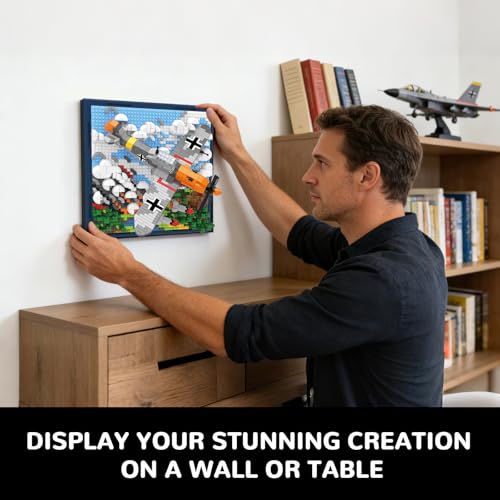 Military Plane 3D Wall Art Micro Mini Building Blocks Set, WW2 BF-109 Fighter Jet Wall Decor or Table Display, No Compatible with Lego, Great Army Airplane Toy Gift for Adults Teens 14+ (1320 PCS) - style: BF-109 Military Plane