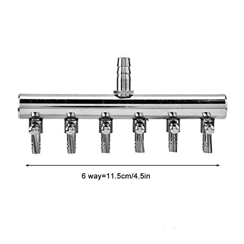 Joyzan Air Splitter Flow Control Valve, Aquarium Flow Gang Lever Pump Distributor 6 Way Stainless Steel Fish Tank Manifolds Multi Port T Shaped Line Metal Regulator Connector Airline Tubing Hose