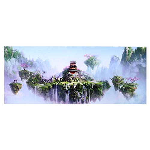 Zerodis Aquarium Background Poster, 3D PVC Adhesive Wallpaper Sticker, Sky Castle Fish Background Decoration for Aquarium (61 * 30cm) - size: 61*30cm