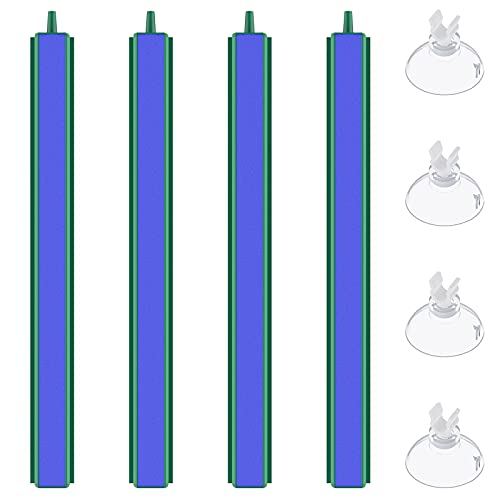 Pawfly Aquarium Air Stone Bar Bubbler 8 Inch, Fish Tank Bubbler Stone with 4 Suction Cups Square Oxygen Diffuser for Air Pump Fish Tank and DWC Bucket, 4 Pack