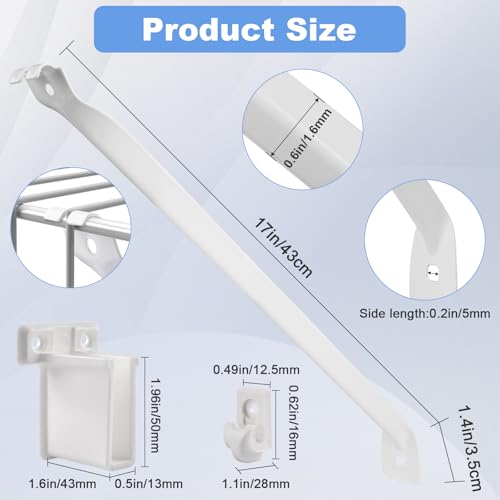 12 Inch Wire Shelf Brackets Set, 8 Pack Metal White Closet Support Bracket with End Brackets & Clips for Wire Shelving Wall Bracket Installation, Support Wire Closet Shelves Racks (8 Pack) - size: 8 Pack