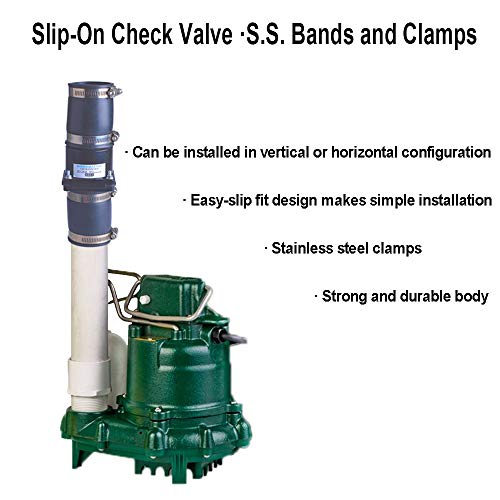Plastic Sump Pump Check Valve with Stainless Steel Clamps 2 inch
