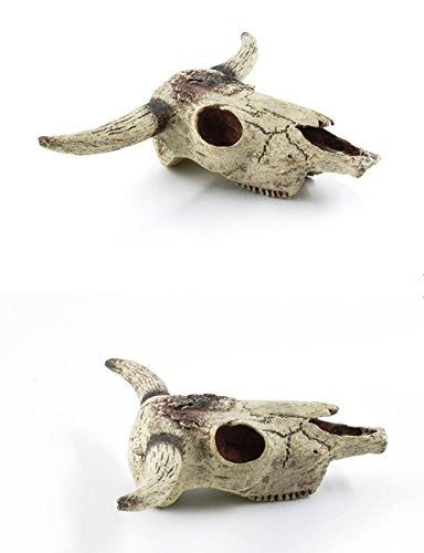 Leoyoubei Aquarium Decoration, Fish Tank Small Skull,Fish Turtle Hidden, Bonsai beautification. Cave Landscape Pet Reptile House Shrimps & Snails Love Them (Cattle Skull)