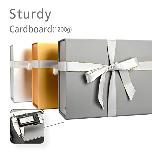 LIFELUM Large Gift Box,13.85 x 8.35 x 4.45 inch Grey Gift Box Set of 5 with Magnetic Lid for Presents with Ribbon,Card,Shredded Paper Filler Gift for Mom Valentine's Day,Christmas Presents - color: Grey, size: 1 count (Pack of 5)