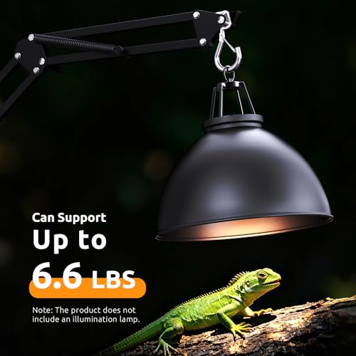 Reptile Lamp Stand Reptile Light Stand, Freely Adjustable Height (15.7inch to 74.4inch) with 360° Adjustable Swing Arm, Heat Lamp Holder for Bearded Dragon Turtles Snake and Chicks