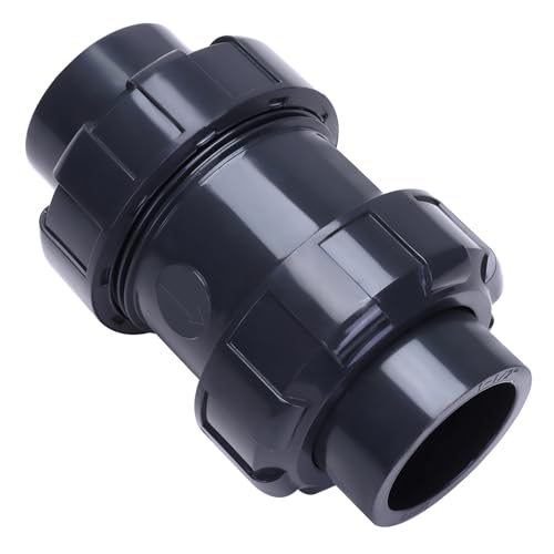DERNORD 1-1/2" UPVC True Union Ball Check Valve with Full Port, EPDM Seals, Rated at 200 PSI, 1-1/2 Inch Socket - size: 1-1/2 inch