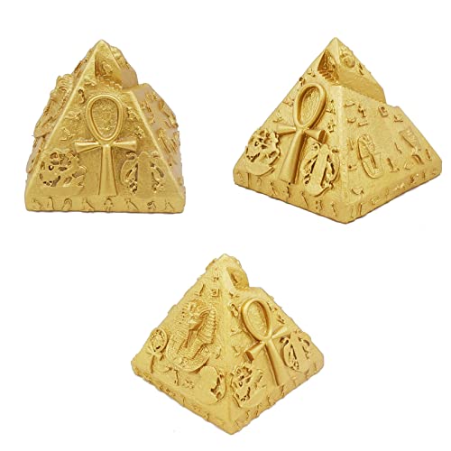 Egyptian Pyramid Anubis Bastet Fish Tank Decor Decorations (Set of 3) Statue Sculpture Reptile Turtle Lizard Spider Tanks Terrarium Ornament Pet - color: Pyramid Anubis Bastet
