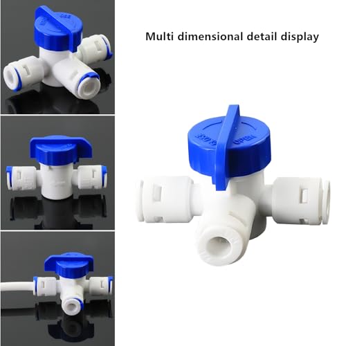 1/4" Push-Fit Tee Valve with Switch | Quick-connect plastic pipe joint for reverse osmosis water filtration systems, beverage dispensers & water purifiers. - size: 1/4" 3-Way Transfer Valve