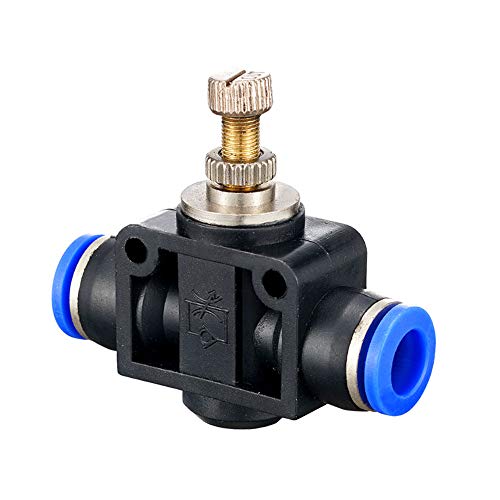 Metalwork Air Flow Control Valve with Push-to-Connect Fitting, In-Line Speed Controller Union Straight, 6mm to 6mm, 1/4" Tube OD x 1/4" Tube OD (Pack of 2) - size: 6mm