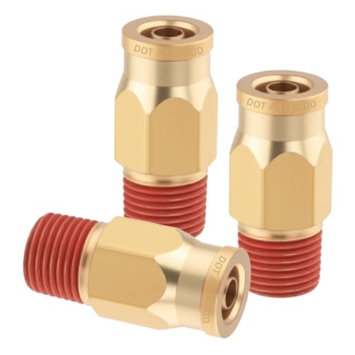 3PCS Air Brake Quick Push to Connect Fittings, 1/4" Tube OD x 1/8" NPT Thread Air Compression Straight Union Fittings for Nylon Hose with DOT Approved for Truck Trailers - size: 1/4" OD x 1/8" NPT, style: Quick Push Straight-3PCS