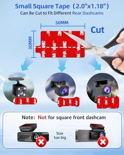 4Pcs Adhesive Sticky Pads for Front and Rear Dash Cam, Heat Resistant Round Mounting Tape for Dashcam Suction Cup Mount, Double Sided Sticker Replacement Attach to Windshield, Car Window/Glass