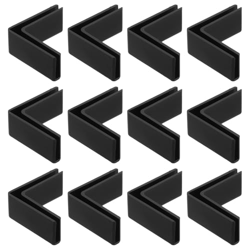 uxcell 12Pcs Plastic Glass Connector, Suitable for 3mm Thick l Shaped Glass to Glass Clamp, Fixing Bracket Rimless Clip Holder for Aquarium Fish Tank Display Shelves, Black - color: Black, size: 3mm