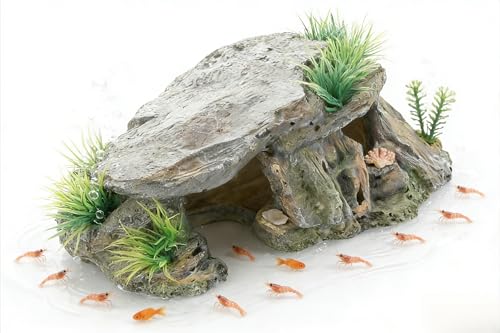 Betta Fish House Aquarium Decor, Resin Hollow Tree Trunk Hideout Cave, Universal Size for All Aquariums, Safe for Small Fish Shrimp & Reptiles, Aquatic Pet Breeding & Resting Ornament