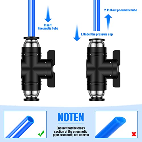 Flutesan 5 Pcs 1/2" x 1/2" OD Push to Connect Pneumatic Ball Valve PVC Air Flow Control Valve Quick Connect Tube Fittings Air Line Hose Fittings - size: 1/2" x 1/2" OD