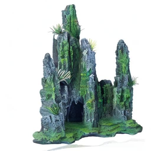 FEDOUR Aquarium Mountain View Stone Ornament Tree Rock Cave Landscape, Large Aquarium Ornament Rock Artificial Fish Tank Decoration