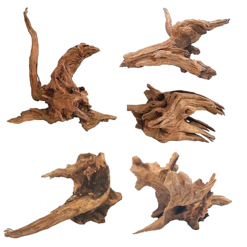 Hamiledyi 5PCS Aquarium Driftwood,3.5-7in Natural Coral Wood,Fish Tank Driftwood Assorted Branches Reptile Tank Decor Aquarium Decoration - size: S:Mopani driftwood 3.5-7in 5PCS
