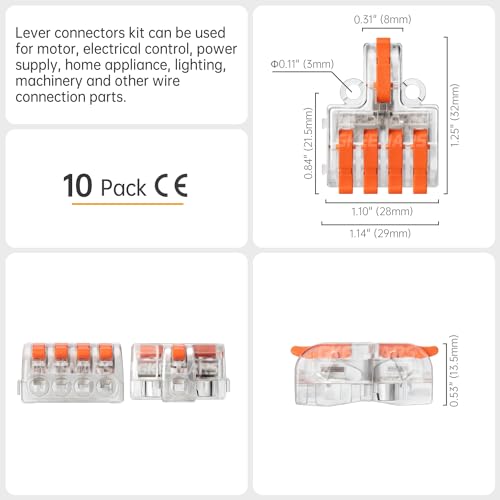 10Pcs Mini Electrical Wire Connectors, DIY Splicing into 4/6/8/9/10 Way Quick Connector Terminal Blocks (1 in 4 Out, PC) - style: 1 in 4 out, PC