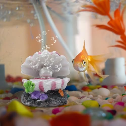 Aquarium Volcano with Air Stone Bubbler Volcano Ornament Fish Tank Bubble Maker Aquarium Air Bubbling Airstones - color: Shell & Pearl