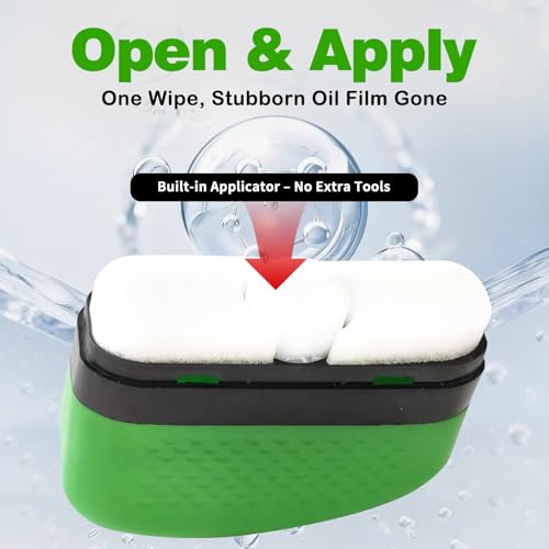 Glass Oil Film Remover for Car, Automotive Glass Cleaning Brush with 150ml Glass Compound, Windshield Cleaner for Clear Vision Clarity, Removes Oil Film & Smudges