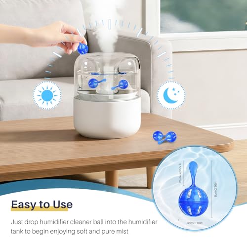 12 Pack Humidifier Cleaner, Humidifier Tank Cleaner Balls compatible with All humidifiers and Fish Tanks, Purifies Water, Prevents Hard Water Build-Up, Reduces Scale to improve Humidification - color: Humidifier Cleaner Balls-12 Pack
