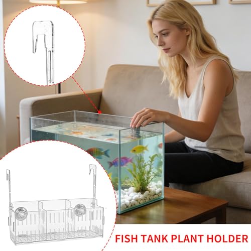 Aquarium Plant Holder, Versatile Placement, 15x10x12cm, Fish Tank Greenery, Planted Aquarium Shelf, Fish-Friendly, for Corner, Shelf, Underwater Vine, Moss - color: Three Grids