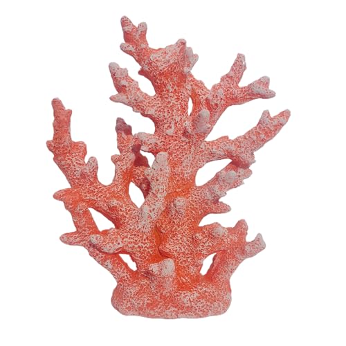 Etlemonde Beach Coastal Decor Coral Reef Home Decor Statue Sculpture Home,Desk,Bathroom,Desktop Shelf Statue,Marine Themed Gifts (Red Orange Coral) - color: Red Orange
