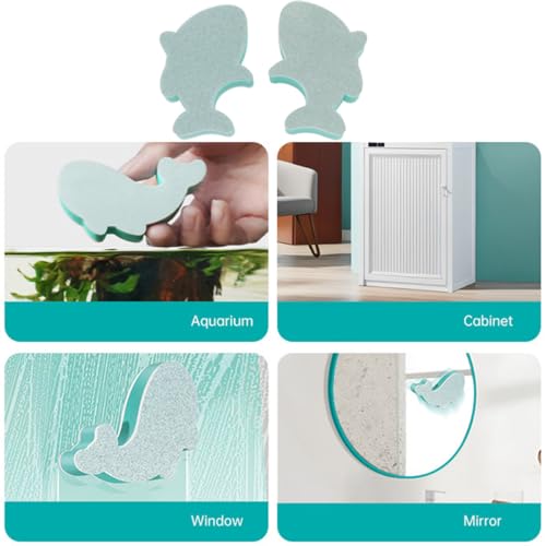 JianLing 10PCS Aquarium Glass Double Sided Cleaning Brush with Shark Design 70x40mm Home Use Magic Limescale Scrubber Algae Scraper For Cleaning Windows Mirrors Nail Buffing