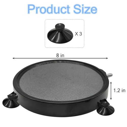 kathson 8 Inch Aquarium Air Stone Hydroponics Fish Tank Air Stone Disc Aerator Bubble Diffuser with Suction Cups Air Pump Round Dissolved Oxygen Airstone Decoration for Pond Dwc Circulation - size: 8 Inch / 1 PCS