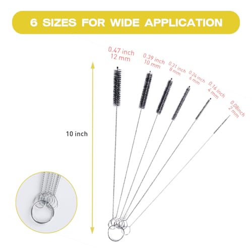 Brush Family Straw Cleaner Brush Set,6 Piece Long Drinking Straws Cleaning Brush Pipe Tube Tiny Brushes 10-inch,Black - size: 10 inch small diameters set (6pcs)