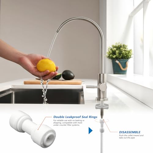 WEWE Drinking Water Faucet for Kitchen Sink, Kitchen Water Filter Faucet Stainless Steel for Reverse Osmosis or Water Filtration System Beverage Non-Air Gap RO Faucet Brushed Nickel Finish - color: Brushed Nickel, style: Rustic