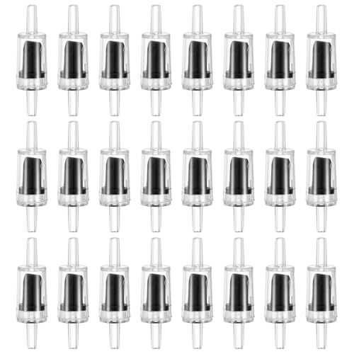 M METERXITY 24-Pack Aquarium Air Check Valve, Plastic One Way Non-Return Valves Air Valve Air Tubing Accessories Air Pump Accessories for 3/16" Airline Tubing Fish Tank [Clear Black]