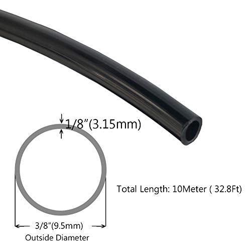 Beduan Pneumatic Nylon Tube 3/8"od SAEJ844 Air Line Nylon Hose Tubing for Air Brake System or Fluid Transfer（32.8ft 10 Meter） - color: Black, size: 3/8"OD 32.8FT